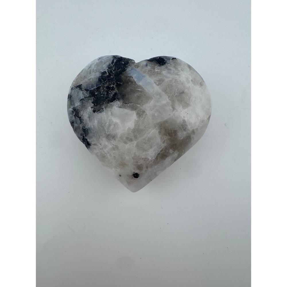 Rainbow Moonstone Heart Crystal with Blue Flash